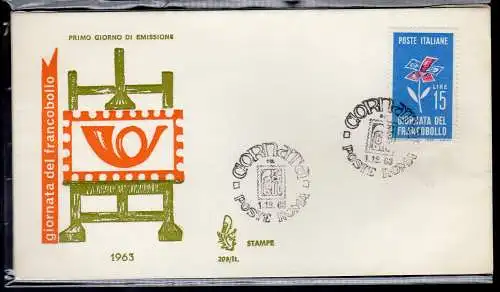 Italien FDC Venetia 1963 Tag der nicht gereisten Briefmarke
