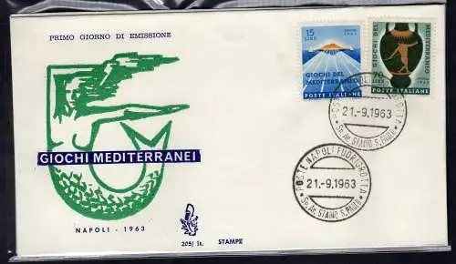 Italien FDC Venetia 1963 Giochi del Mediterraneo nicht gereist