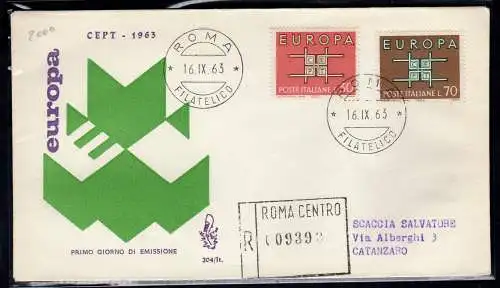 Italien FDC Venetia 1963 Europa gereist Racc. für Italien