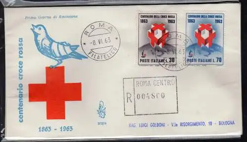 Italien FDC Venetia 1963 Rotes Kreuz gereist Racc. für Italien