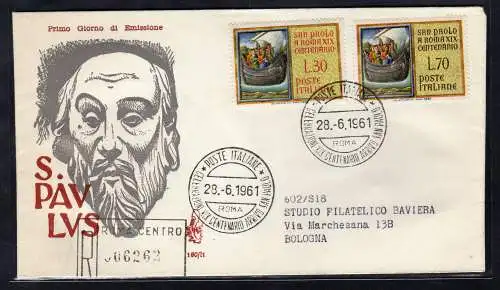 Italien FDC Venetia 1961 Anno Paolino voyata Racc. für Italien