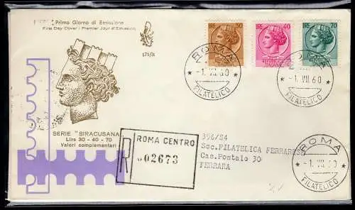 Italien FDC Venetia 1960 Syrakus gereist Racc. für Italien