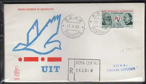 Italia FDC Venetia 1965 U.I.T. gereist Racc. für Italien