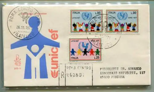 Italien FDC Venetia 1971 UNICEF gereist Racc. für Italien