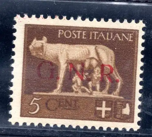 GNR Cent. 5 n. 470A Farbfehler, roter Aufdruck - MNH