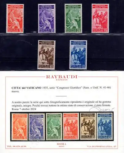 1935 Juristischer Kongress Nr. 41/46 Serie mit Zertifikat - MNH