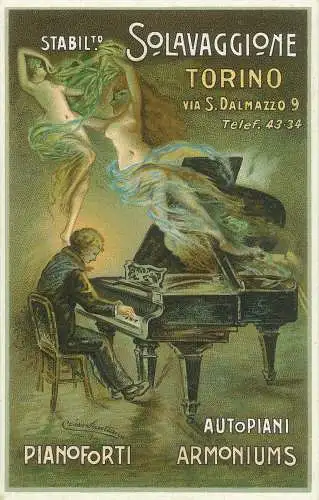 Werbung Turin - Postkarte Pianoforti Harmoniums - C. Santiana