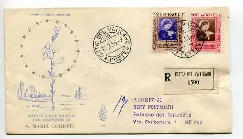 1953 Vatikan S. Maria Goretti FDC Venetia Racc. Italia