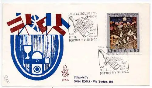 Italien FDC Venetia 1974 Wein nach Italien gereist