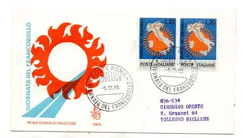 Italien FDC Venetia 1965 VII Tag der Briefmarke Paarreise nach Italien