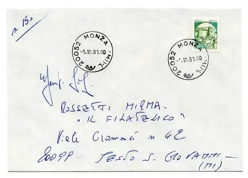 Rollenschlösser Lire 300 isoliert auf Ersttagsumschlag des Tarifs