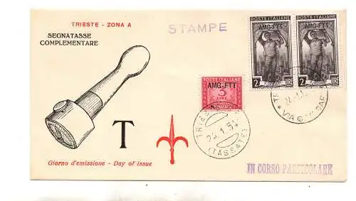 Triest A - SteuermarkenLire 3 Nr. 18 auf FDC Umschlag