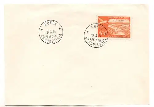 Triest B - Luftpost 500 d. orange Nr. 31 auf Stempelumschlag FDC
