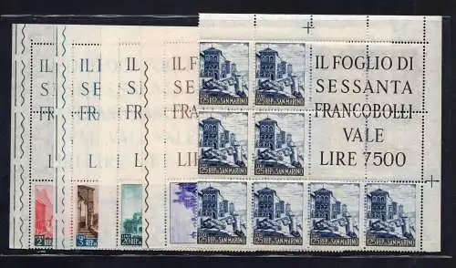San Marino Ansichten 1957 Serie im Eckblock - postfrisch