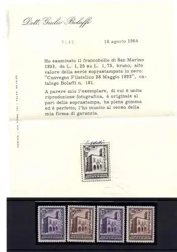 1933 Philatelistische Tagung Nr. 176/179 Cert. Bolaffi MNH