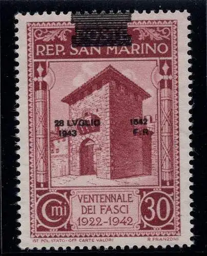 Fall des Faschismus Cent. 30 n. 257ea Balken oben MNH