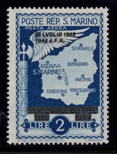 Fall des Faschismus Lire 2 Nr. A38a Doppelaufdruck - MNH