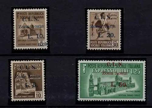 C.L.N. Aosta Aufdrucke Nr. 5/8 MNH