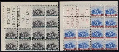 Garibaldi 1949 - 7 Werte in Eckblöcken von 12 Exemplaren postfrisch