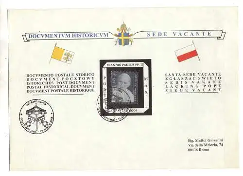 SS Johannes Paul II. - Gedenkumschlag Tod des Papstes