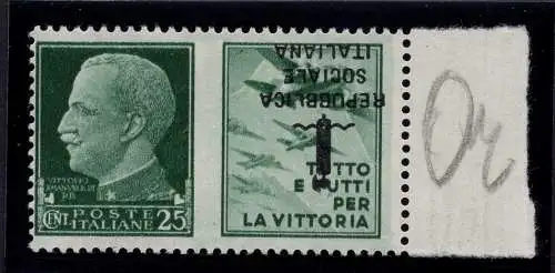 Kriegspropaganda Cent. 25 n. 27Aaa Aufdruck auf MLH Vignette