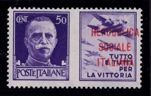 Kriegspropaganda Cent. 50 n. 35A Aufdruck auf MLH Vignette