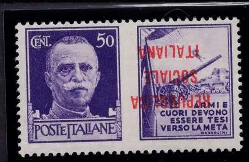 Kriegspropaganda Cent. 50 n. 33Caa umgedreht auf MLH-Vignette