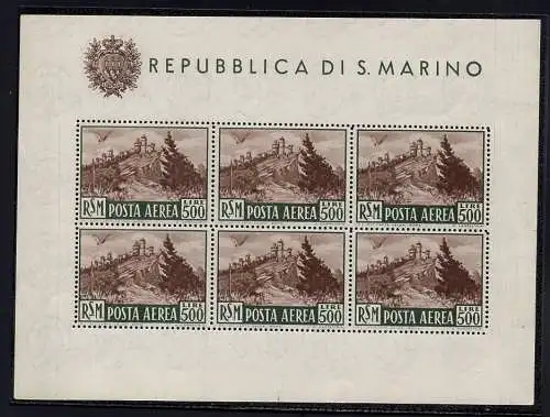 1951 Ansicht Lire 500 grün und braun Bogen Nr. 12 postfrisch