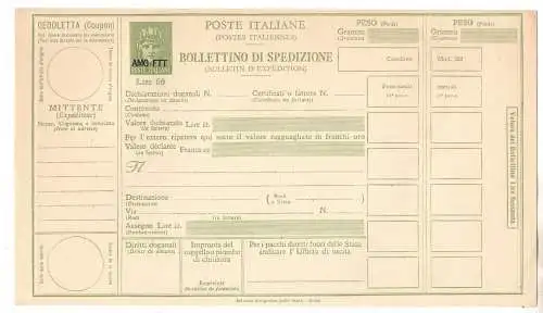 Triest A - Versandschein 60 Lire Paschetto Nr. P 19