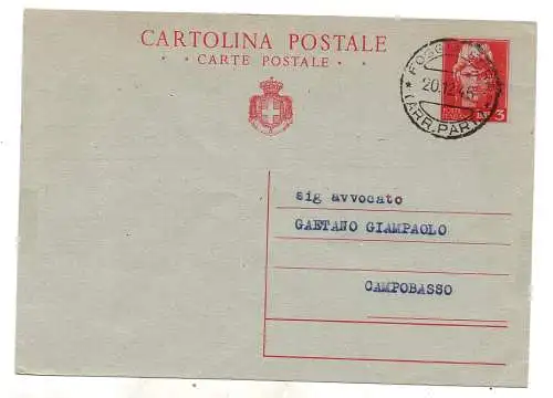 Postkarte Lire 3 Turrita mit Wappen gereist am 20.12.46