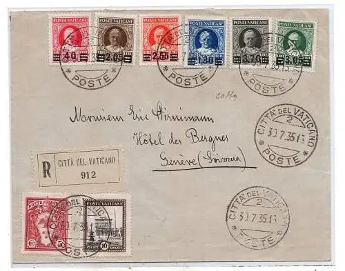 Provisorische Nr. 35/40 komplette Serie auf Umschlag Racc. für die Schweiz
