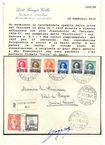 Provisorische Nr. 35/40 komplette Serie auf Umschlag Racc. für die Schweiz