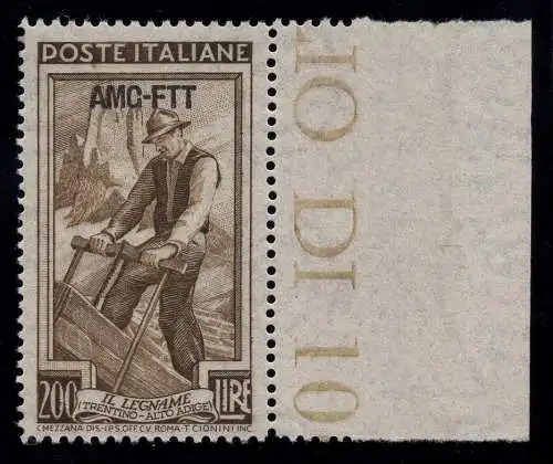Trieste A - Lavoro Lire 200 n. 107A modifizierter Aufdruck - MNH