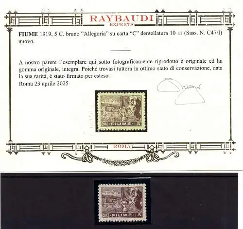 Fluss - Allegorie 5 c. braune Zahnung 10,1/2 Nr. C47/I - postfrisch