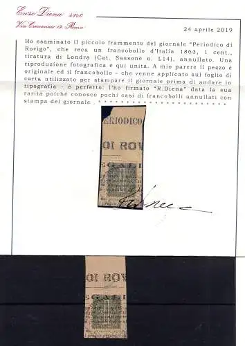 Vittorio Emanuele II DLR Cent. 1 Fragmentdruckstempel