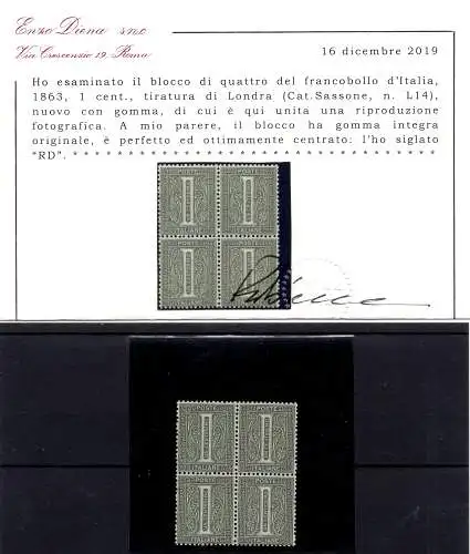 Vittorio Emanuele II Cent. 1 Viertel zentriert MNH