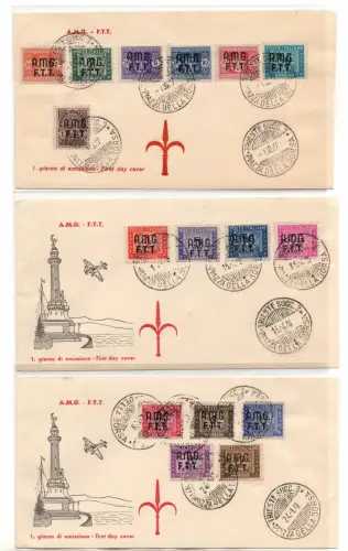 Triest A - Steuermarken Nr. 1/15 auf zwei Umschlägen FDC Stempel