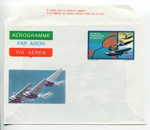 Aerogramma Lire 220 Transvolata Atlantica Nr. A 13