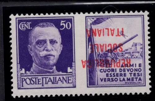Kriegspropaganda Cent. 50 n. 33Caa umgedreht auf MLH-Vignette