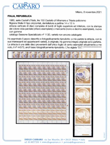 Castelli Lire 150 Sorten ohne Violettdruck