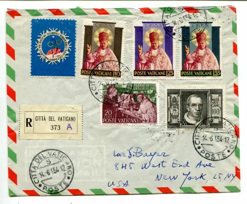Basiliken Lire 100 auf Umschlag Racc. per Luftweg nach New York