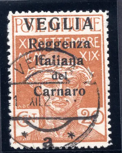 Veglia - Reggenza Italiana del Carnaro Cent. 20 Nr. 3