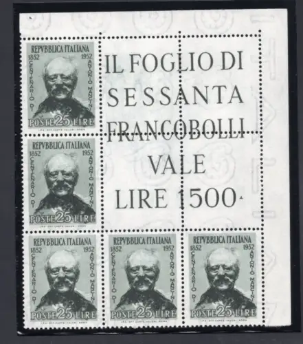 Mancini Nr. 703 Eckblock von fünf Exemplaren - postfrisch