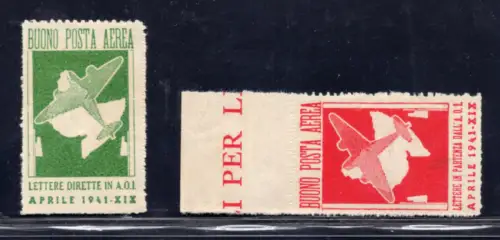 A.O.I. - Militärfranchise - Luftpostgutscheine Nr. 1/2 - M
