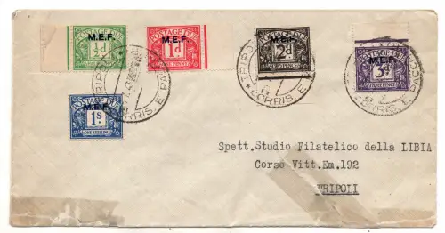 M.E.F. - Segnatasse Nr. 1/5 gebraucht auf Umschlag