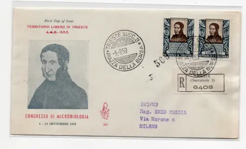 Agostino Bassi Nr. 187 Paar auf FDC Venetia Racc.
