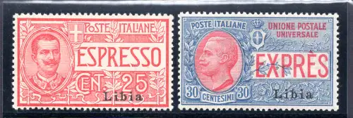 Libyen - Espressi Cent. 25 und 30 n. 1/2 Aufdruck Typ I