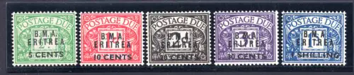 B.M.A. Eritrea Steuermarken Nr. 1/5 komplette Serie