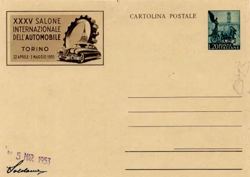 C.P. Lire 20 Salone dell'Auto Nr. C 148 - Prüfung nicht übernommen