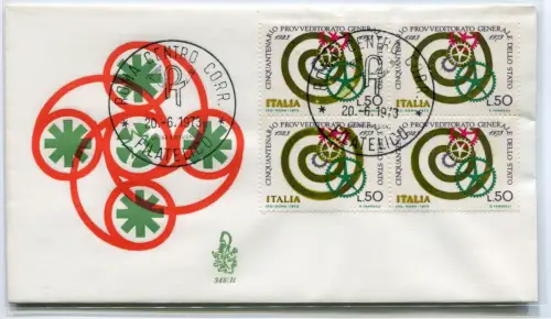 Italien FDC Venetia 1973 Provveditorato quartina nicht gereist